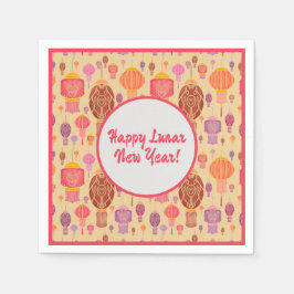 カラフル中国の提灯 スタンダードカクテルナプキン