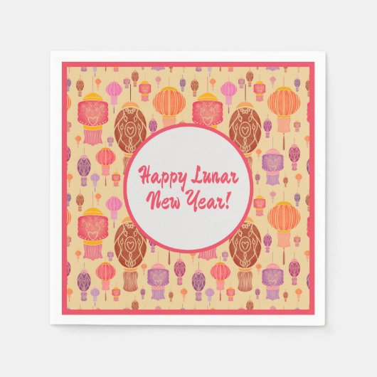 カラフル中国の提灯 スタンダードカクテルナプキン (正面)