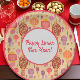 カラフル中国の提灯 ペーパープレート
