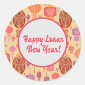 カラフル中国の提灯 ラウンドシール (正面)