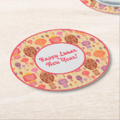 カラフル中国の提灯 ラウンドペーパーコースター (アングル)