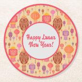 カラフル中国の提灯 ラウンドペーパーコースター (正面)