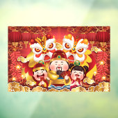 カラフル中国の新年ドラゴンと人 ウィンドウサイン (シート3)