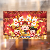 カラフル中国の新年ドラゴンと人 ウィンドウサイン (シート2)