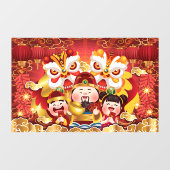 カラフル中国の新年ドラゴンと人 ウィンドウサイン (シート)