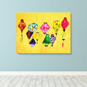 カラフル中国の灯器 キャンバスプリント (インサイチュ (ウッドフロア))