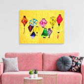 カラフル中国の灯器 キャンバスプリント (インサイチュ (リビング))