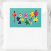 カラフル中国の灯器 長方形シール (バッグ)