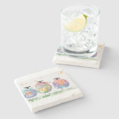 カラフル予測できな羊踊り ストーンコースター (横)