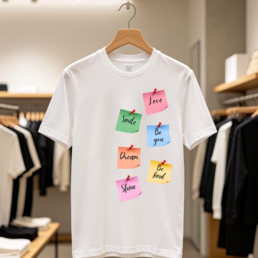 カラフル付箋 ポジティブモチベーションアート Tシャツ