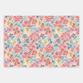 カラフル休日フローララッピング紙シート ラッピングペーパーシート (正面3)