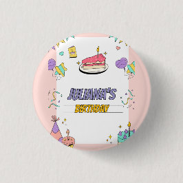 カラフル例誕生日パーティー 缶バッジ
