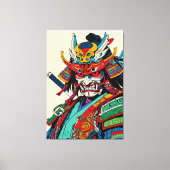 カラフル侍武士 - 日本の武士道 キャンバスプリント (正面)