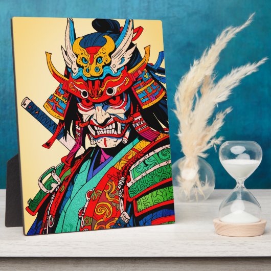 カラフル侍武士 - 日本の武士道 フォトプラーク (側面)