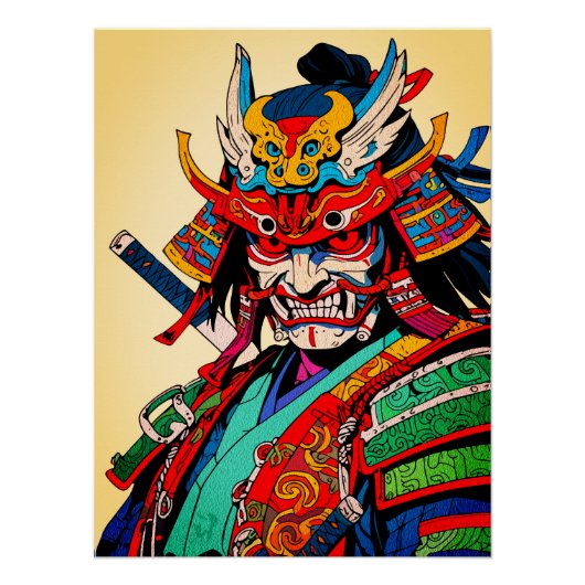 カラフル侍武士 - 日本の武士道 ポスター (正面)