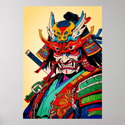カラフル侍武士 - 豪華日本武士道 ポスター (正面)