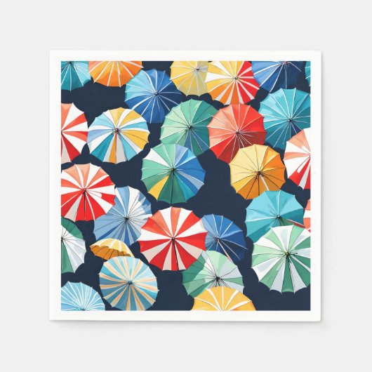 カラフル傘 スタンダードカクテルナプキン (正面)