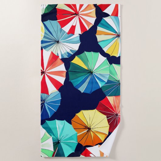 カラフル傘 ビーチタオル (正面)