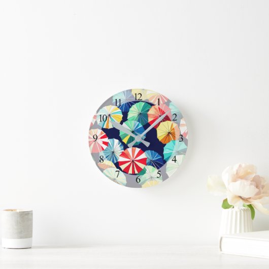カラフル傘 ラウンド壁時計 (ホーム)