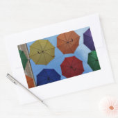 カラフル傘 長方形シール (封筒)