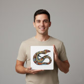 カラフル元スタイル絵画のヘビ スクエア壁時計