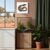 カラフル元スタイル絵画のヘビ スクエア壁時計