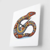 カラフル元スタイル絵画のヘビ スクエア壁時計 (傾斜)