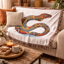 カラフル元スタイル絵画のヘビ スローブランケット
