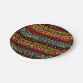 カラフル先住民アフリカンアートパターンヴィンテージデザイン ペーパープレート (アングル)
