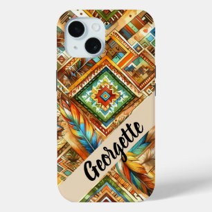 カラフル先住民アメリカプリントIPhoneケース iPhone 15ケース