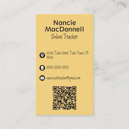 カラフル先生の引き付けペンパターンQRコード 名刺 (裏面)