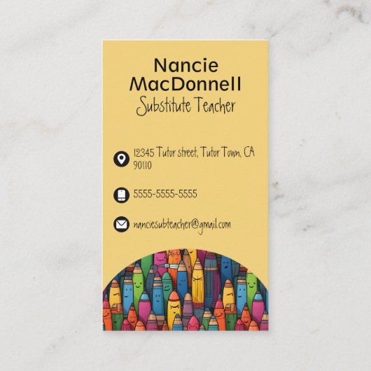 カラフル先生チューリンクレヨン模様 名刺 (裏面)