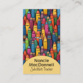 カラフル先生チューリンクレヨン模様 名刺 (正面)