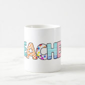 カラフル先生ワードアートおもしろい コーヒーマグカップ (中央)