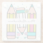 カラフル先生名鉛筆の漫画 ガラスコースター (裏面)