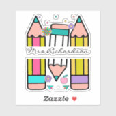 カラフル先生名鉛筆の漫画 シール (シート)