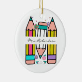 カラフル先生名鉛筆の漫画 セラミックオーナメント (右)