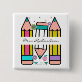 カラフル先生名鉛筆の漫画 缶バッジ (正面)