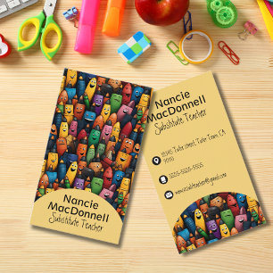 カラフル先生引掛ペンパターン 名刺