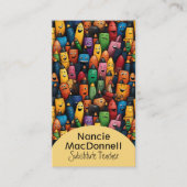 カラフル先生引掛ペンパターン 名刺 (正面)