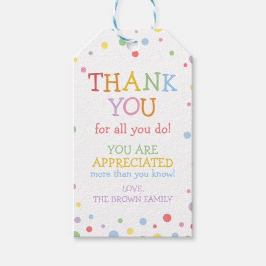 カラフル先生評価メッセージカード ギフトタグ (正面)