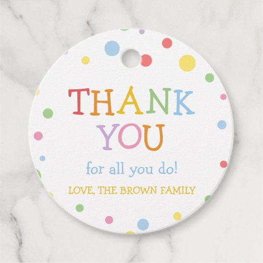 カラフル先生評価ラウンドメッセージカード フェイバータグ (正面)