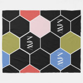 カラフル六角モダン一文字 フリースブランケット (正面(横))