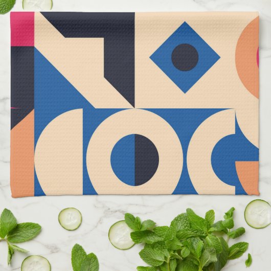 カラフル円の幾何学的パターン キッチンタオル (折り畳み)