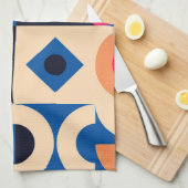 カラフル円の幾何学的パターン キッチンタオル (四つ折り)