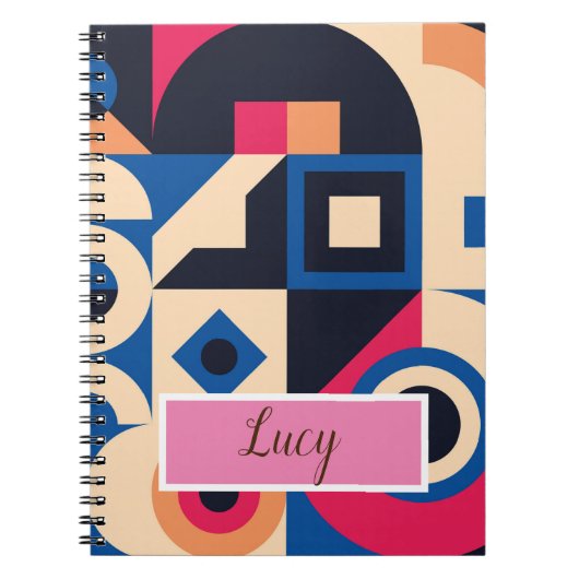 カラフル円の幾何学的パターン ノートブック (正面)