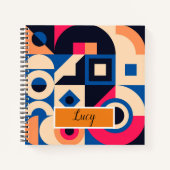 カラフル円の幾何学的パターン ノートブック (正面)