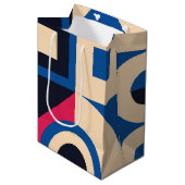 カラフル円の幾何学的パターン ミディアムペーパーバッグ (正面アングル)