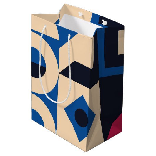 カラフル円の幾何学的パターン ミディアムペーパーバッグ (裏面アングル)