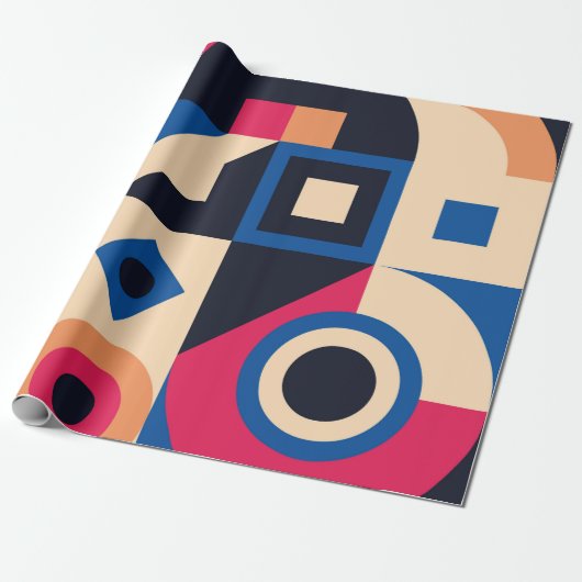 カラフル円の幾何学的パターン ラッピングペーパー (アンロールド)